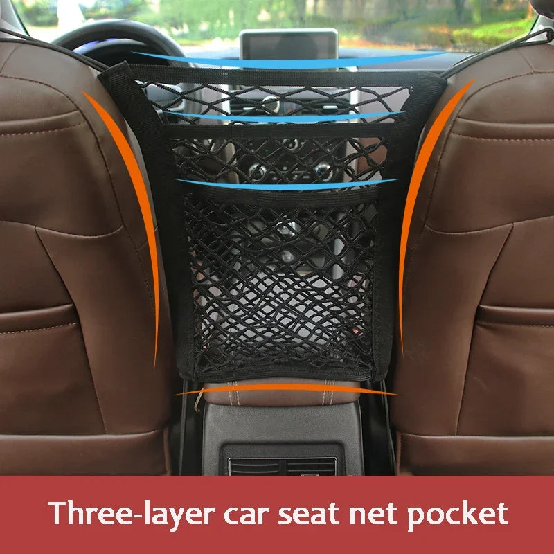Stretchy Car Seat Pet Barrier Net with Storage Pocket for Dogs