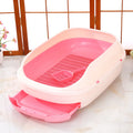 Half-Enclosed Double-Layer Grid Cat Litter Box, Splash-Proof Drawer