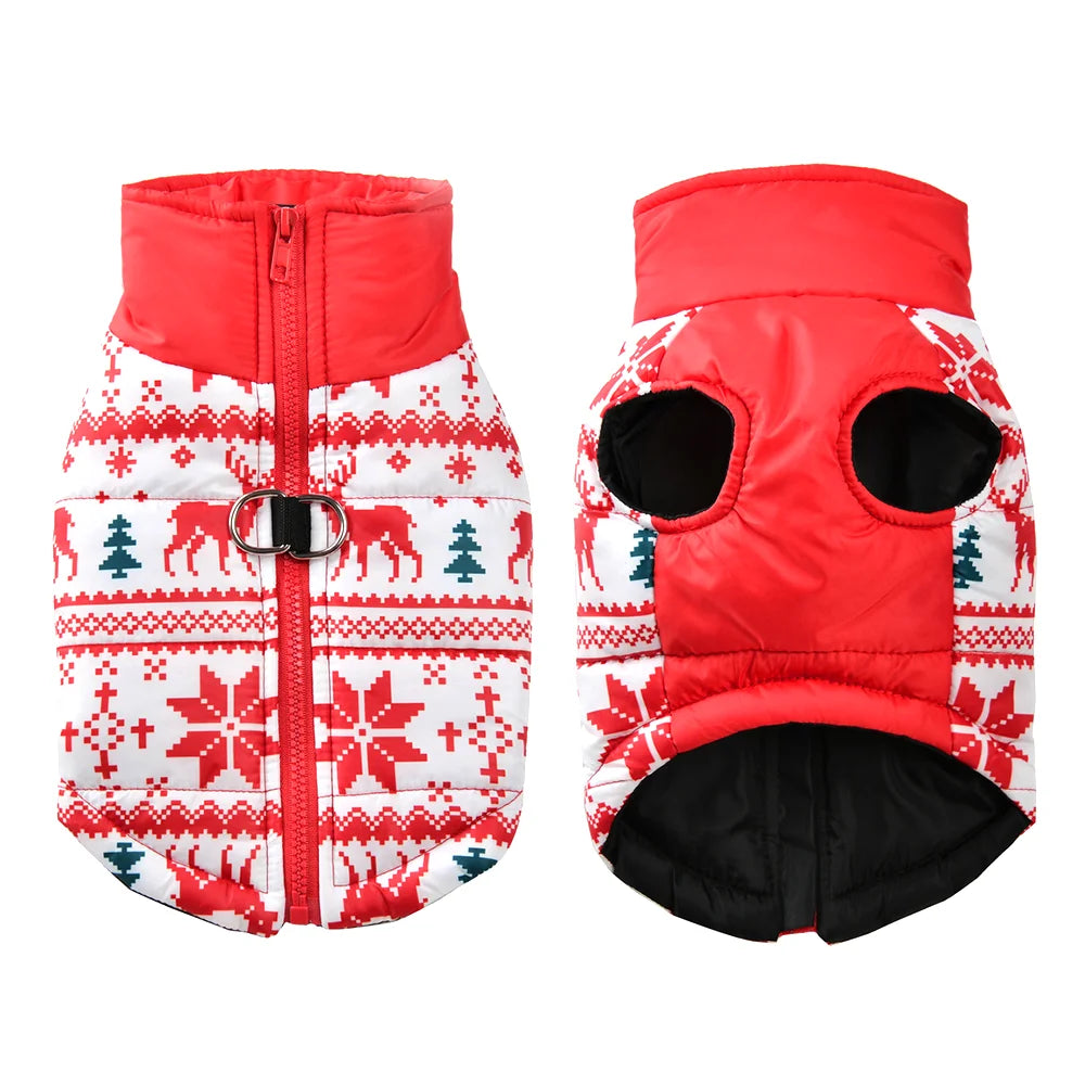 Christmas Snowman Print Dog Jacket for Small & Medium Dogs