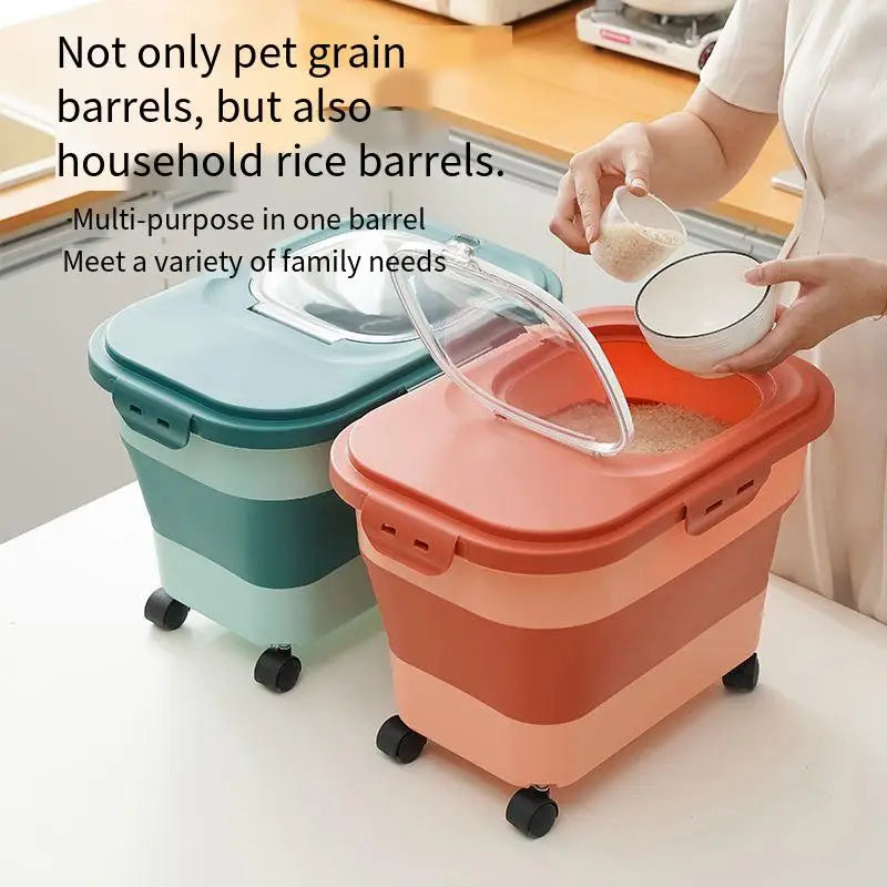 Collapsible Airtight Pet Food Storage Container with Lid, 13-33 lb