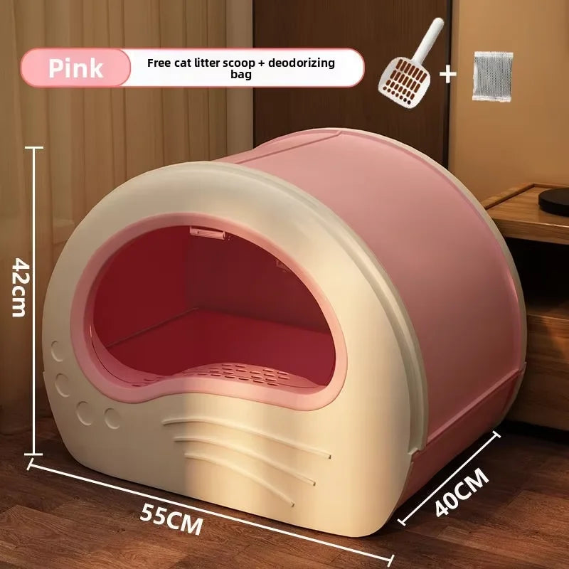 Fully Enclosed Drawer Cat Litter Box, Odor-Blocking & Splash-Proof