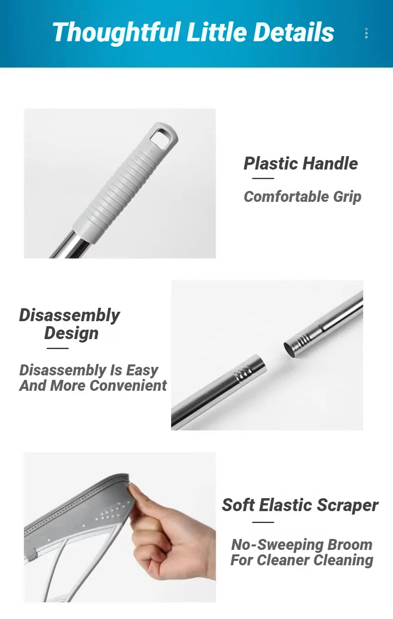 Silicone Pet Hair Broom and Floor Squeegee for Carpets and Tile Floors
