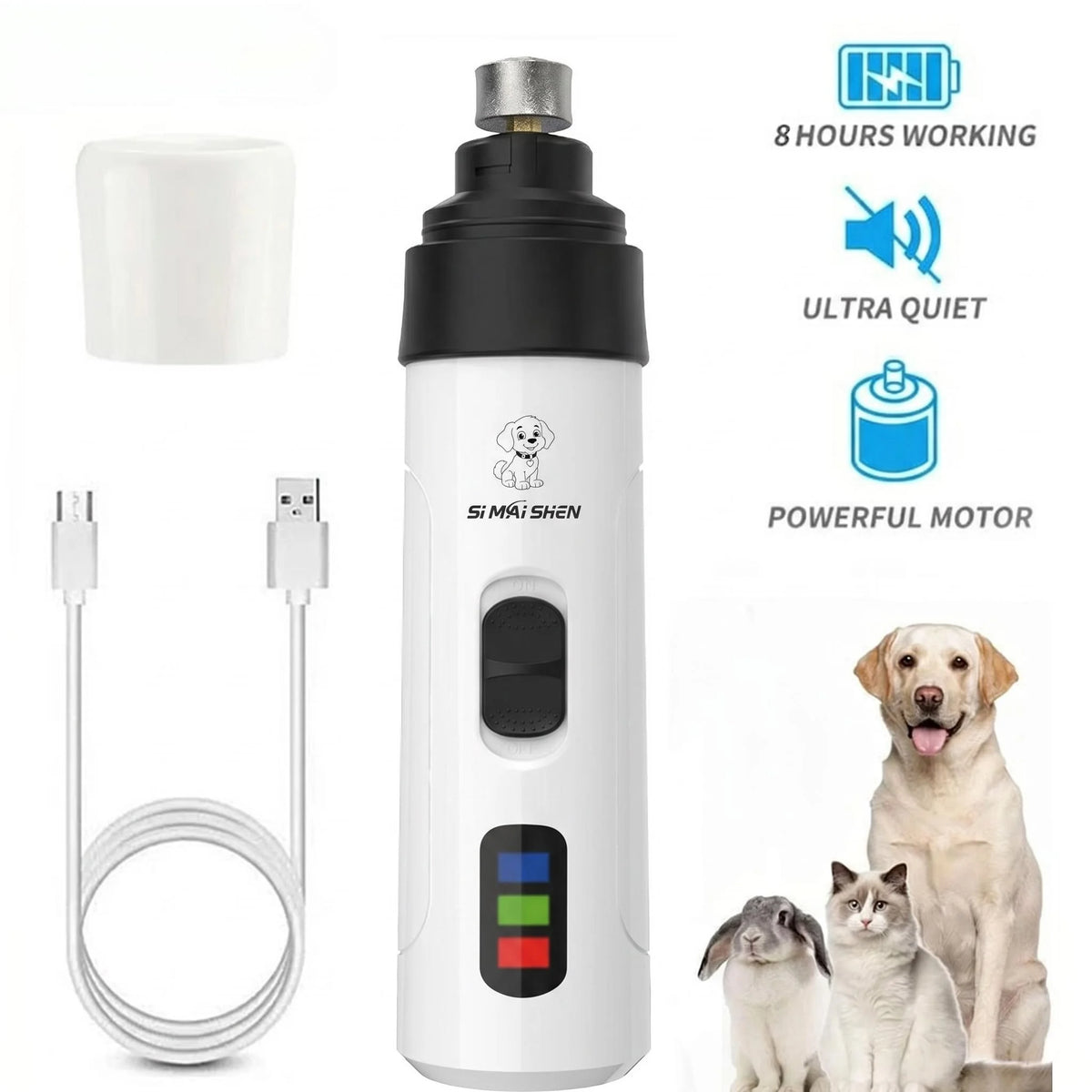 Quiet Rechargeable Pet Nail Clipper & Grinder for Dogs & Cats