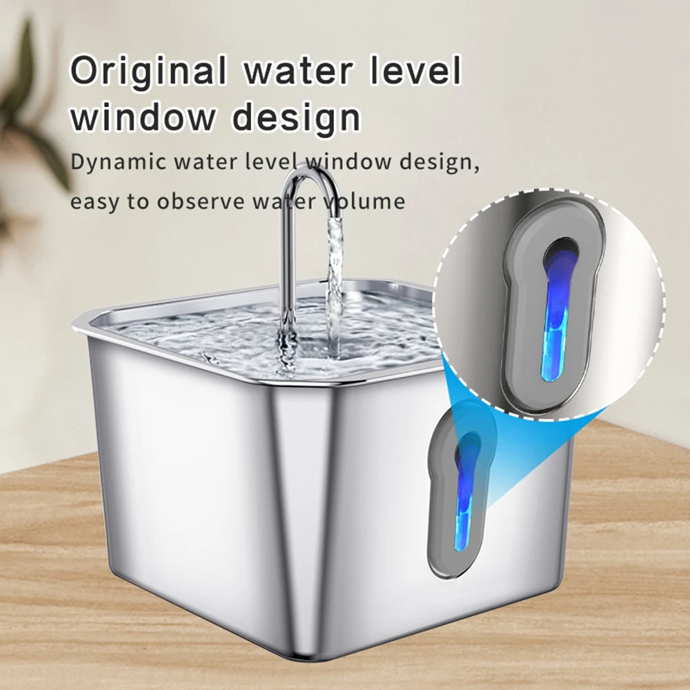 4L Stainless Steel Pet Water Fountain with Quiet Pump