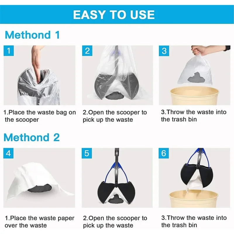 Long-Handle Foldable Dog Pooper Scooper with Jaw Clamp Pickup