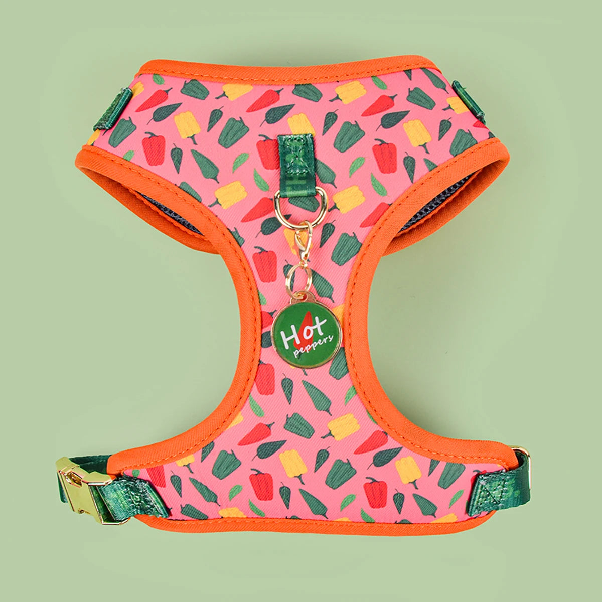 Adjustable Print Pet Harness with Matching ID Tag for Dogs