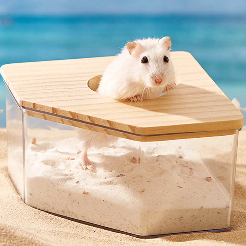 Clear Hamster Sand Bath Box, Small Pet Bathroom and Toilet House