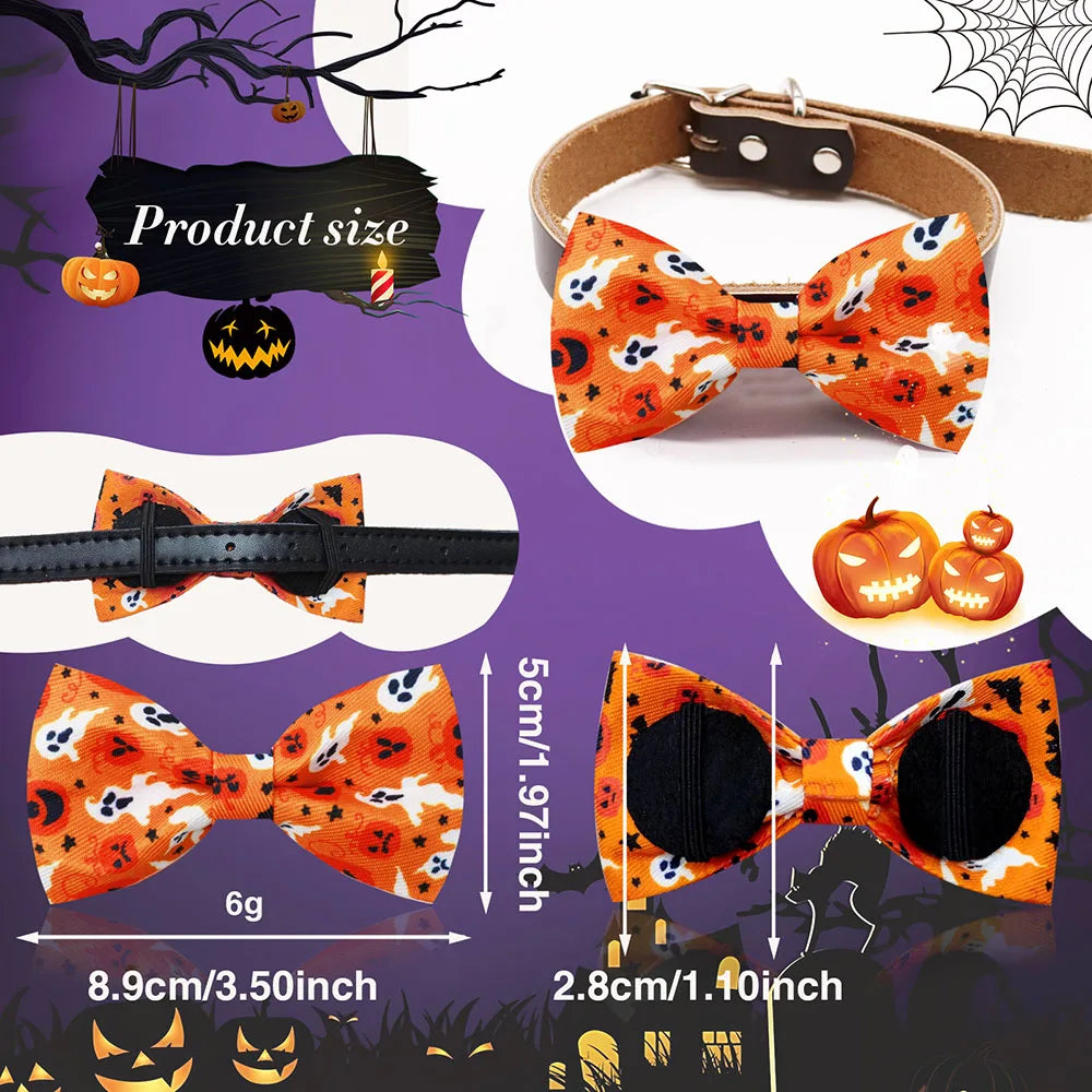 Halloween Skull Dog Bow Ties, 50pcs Removable Collar Accessories