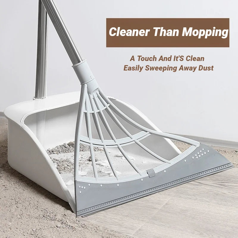 Silicone Pet Hair Broom and Floor Squeegee for Carpets and Tile Floors