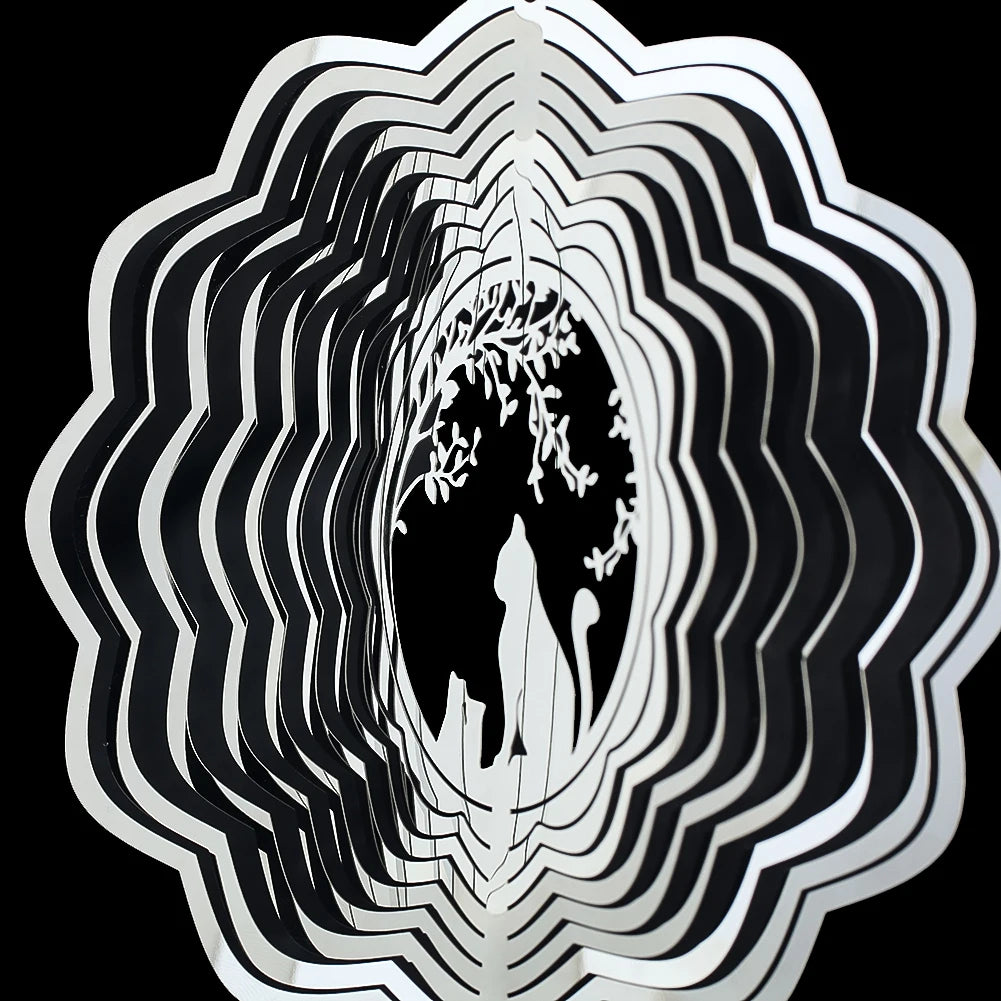 Cat Silhouette 3D Wind Spinner, Hanging Garden Decor for Cat Lovers
