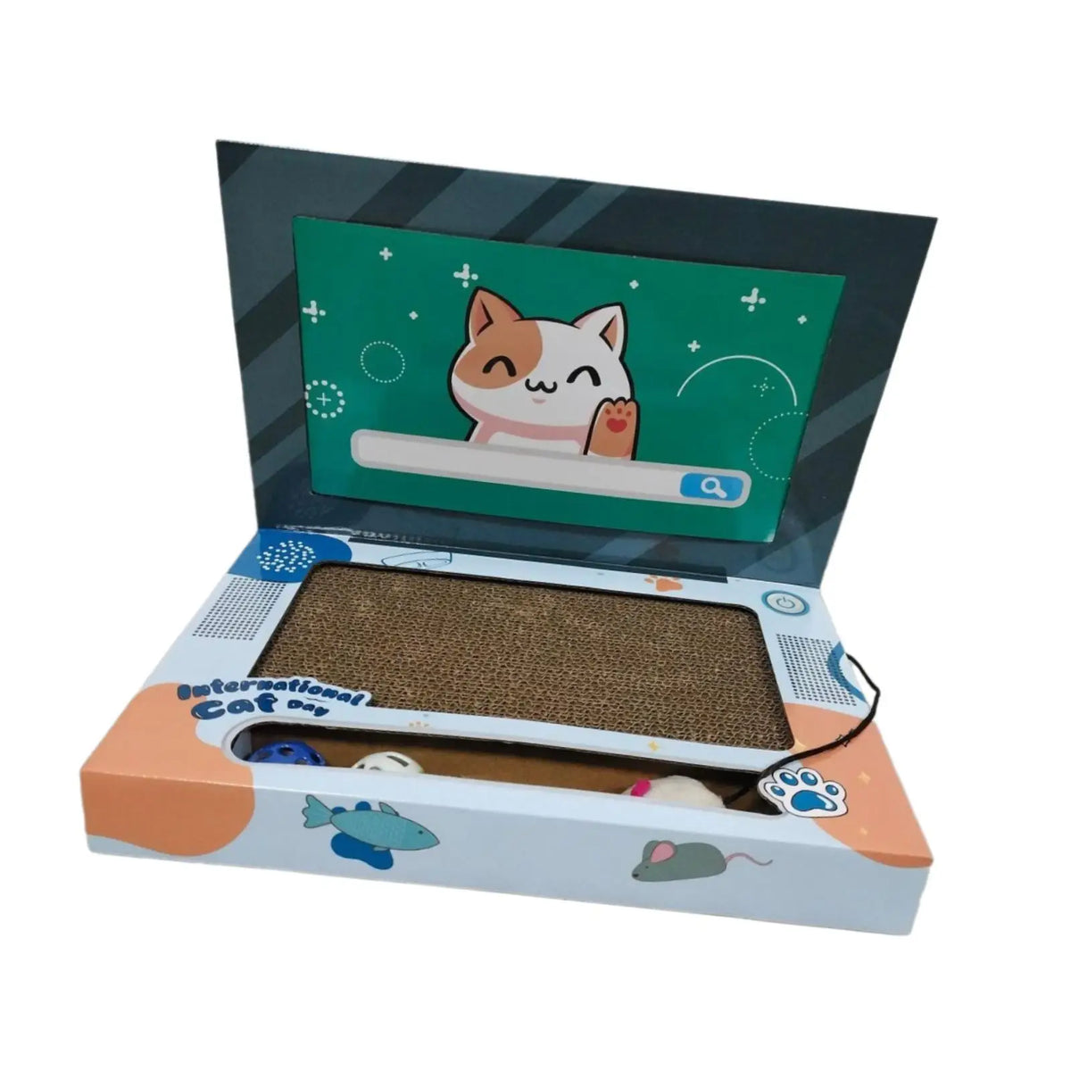 Foldable Cardboard Laptop Cat Scratcher, Fun Scratch Pad for Kittens