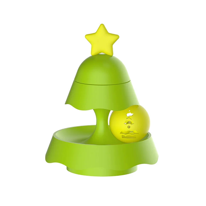 Christmas Tree Shaped Cat Track Turntable Toy Self Play Kitten