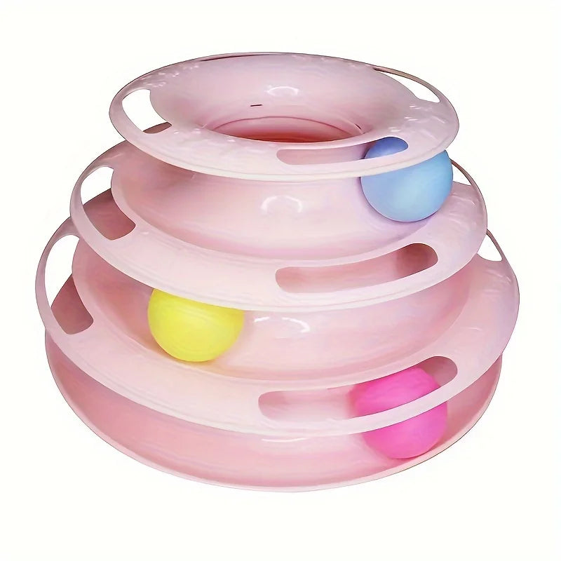 3 Layer Interactive Cat Toy Tower with Colorful Balls Mental Physical