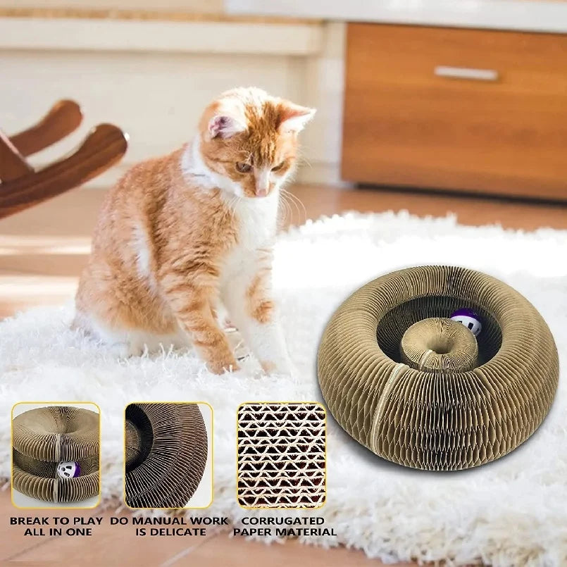 Foldable Accordion Cardboard Cat Scratching Board Lounge