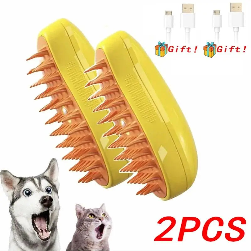3-in-1 Electric Steam Grooming Brush for Dogs & Cats, Detangling