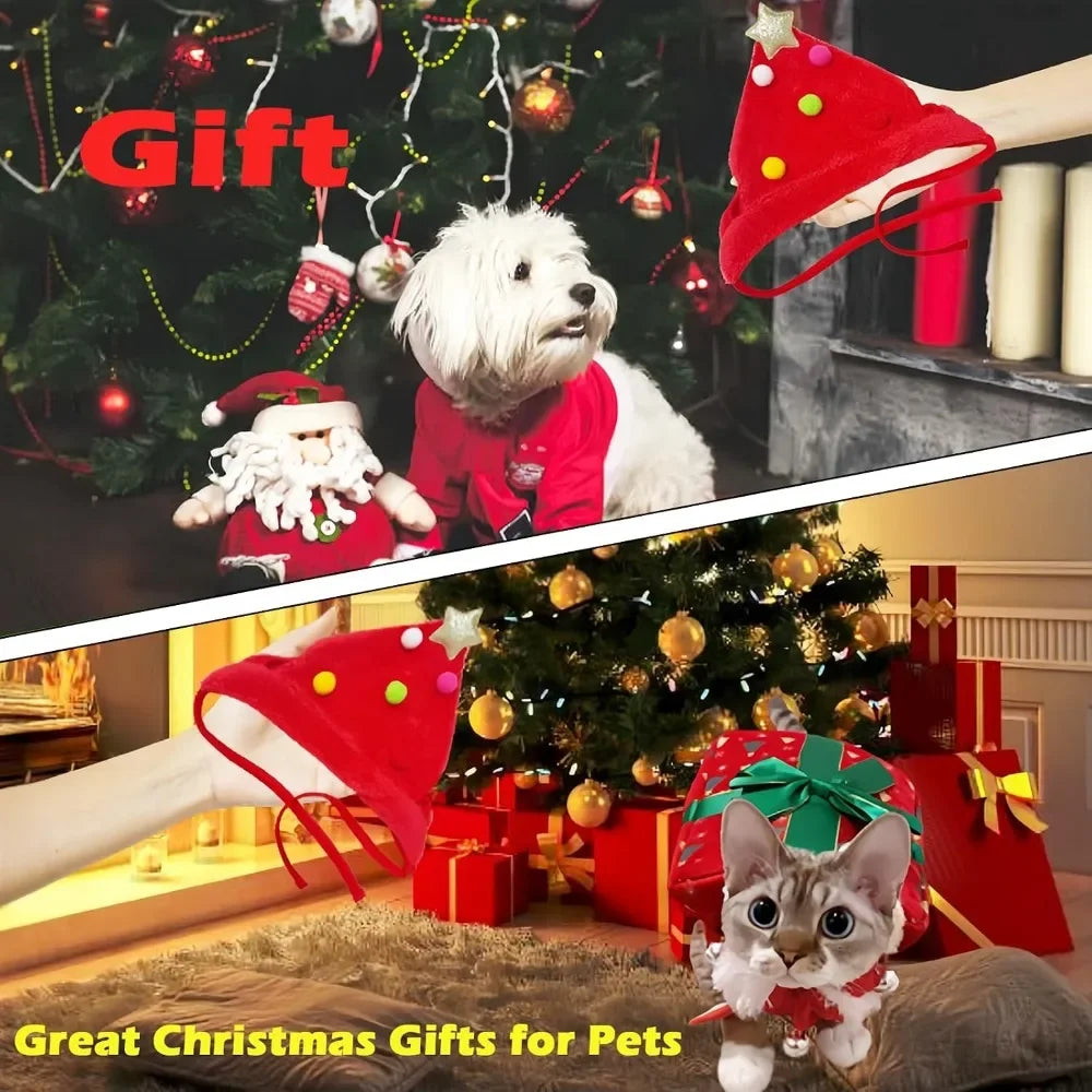 Christmas Santa Hat & Bandana Set for Dogs & Cats, Photo Prop