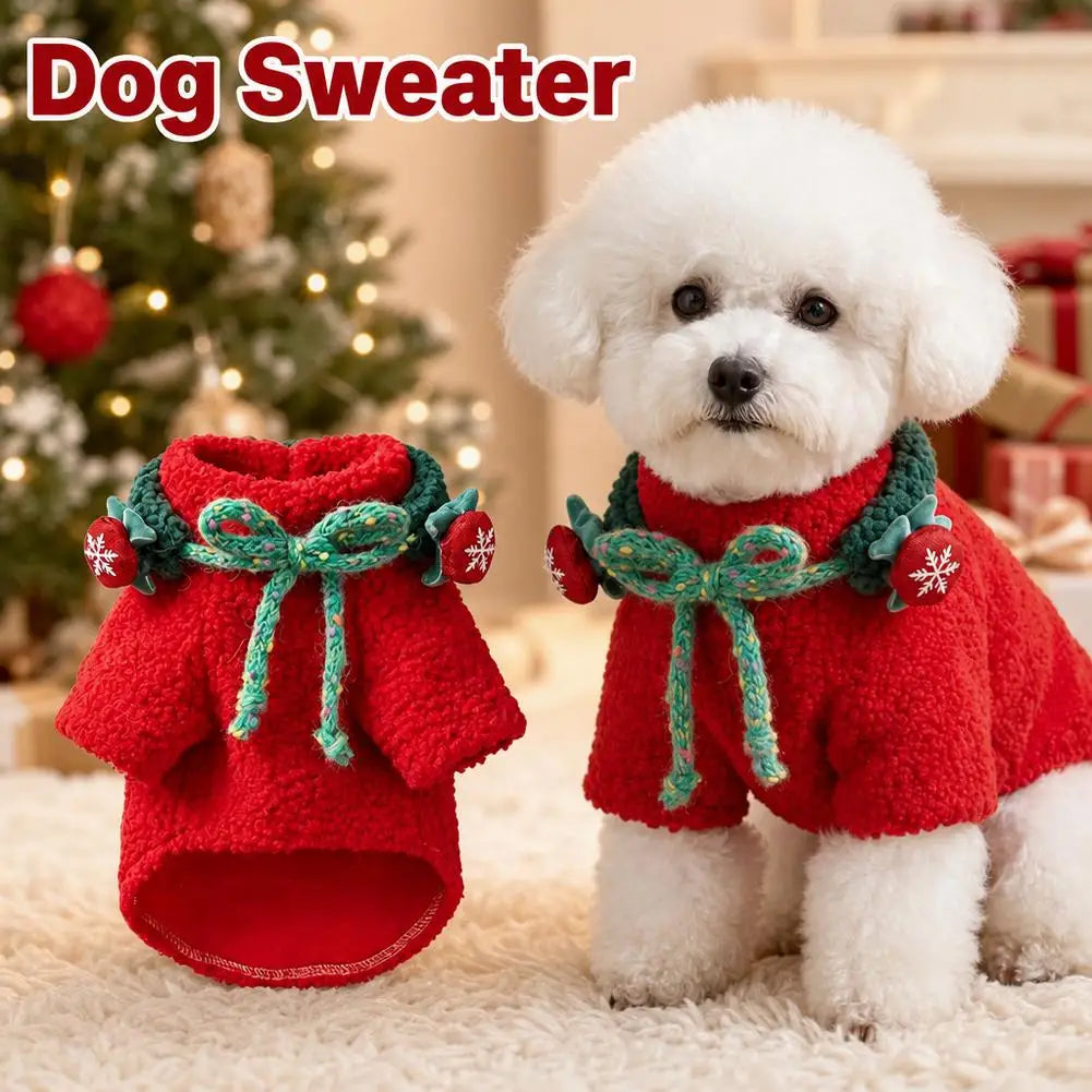 Christmas Red & Green Dog Sweater, Xmas Holiday Pet Clothes
