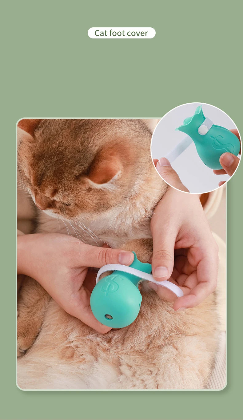 Silicone Anti-Scratch Cat Paw Covers for Bathing and Grooming