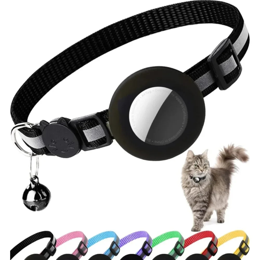 Breakaway Reflective Cat Collar with Bell and AirTag Holder for Cats