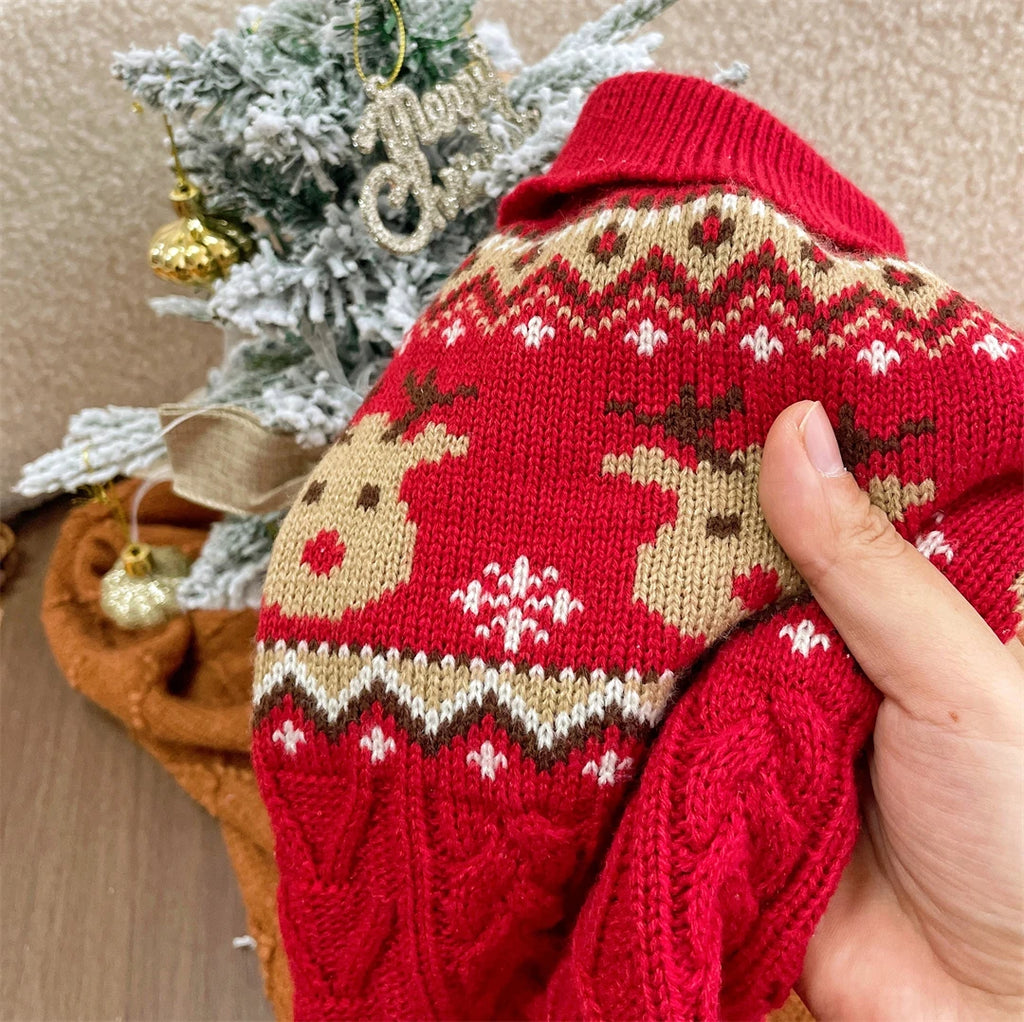Christmas Dog Sweater, Winter Knitted Pullover for Small Dogs & Cats