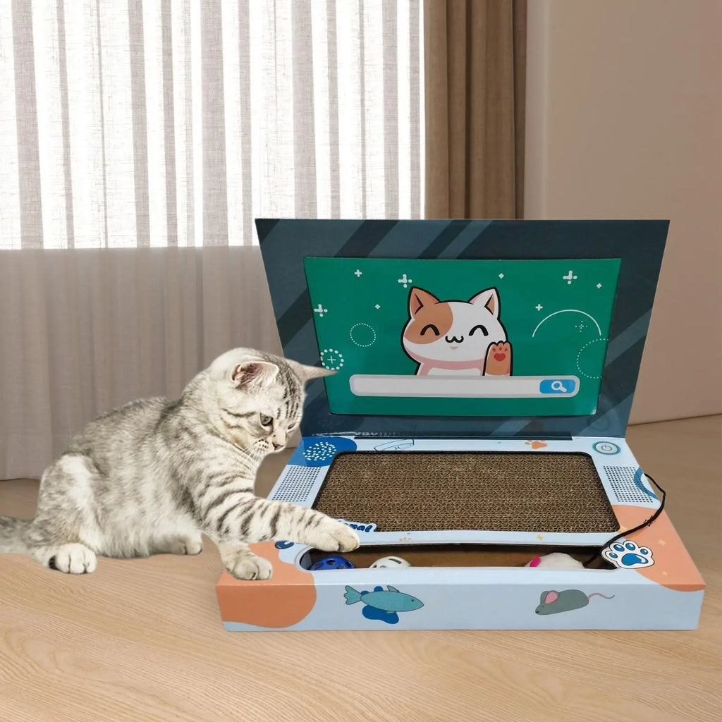 Foldable Cardboard Laptop Cat Scratcher, Fun Scratch Pad for Kittens