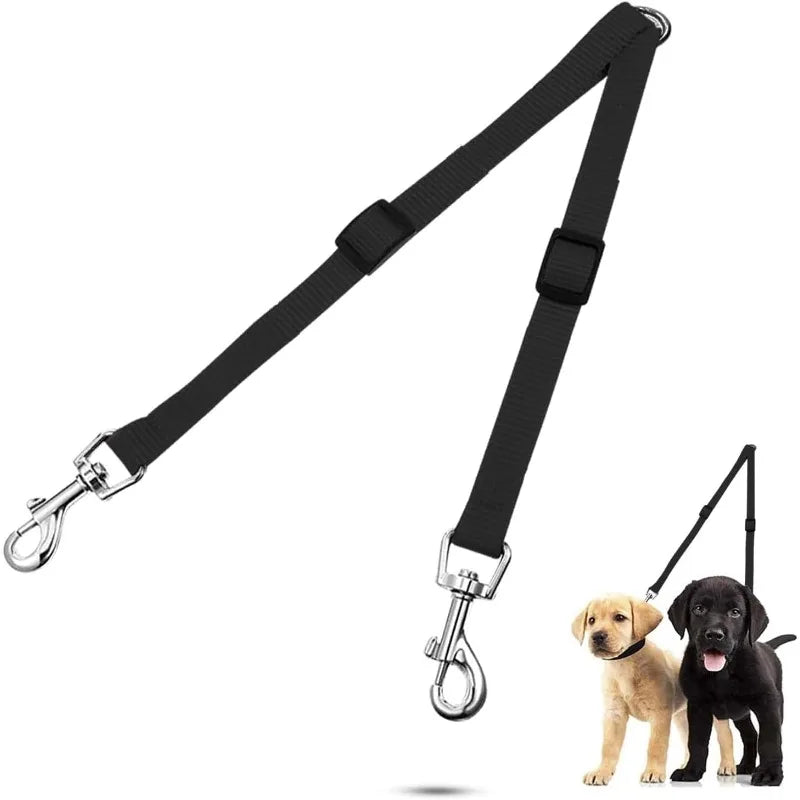 Tangle-Free V-Shape Double Dog Leash Coupler for Walking Two Dogs