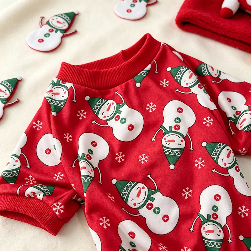 Snowman Pet Pajamas, Stretchy Holiday PJs for Dogs & Cats