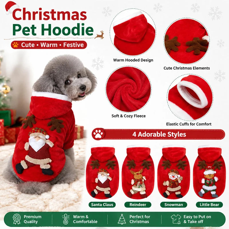 Christmas Flannel Pet Hoodie for Small & Medium Dogs and Cats