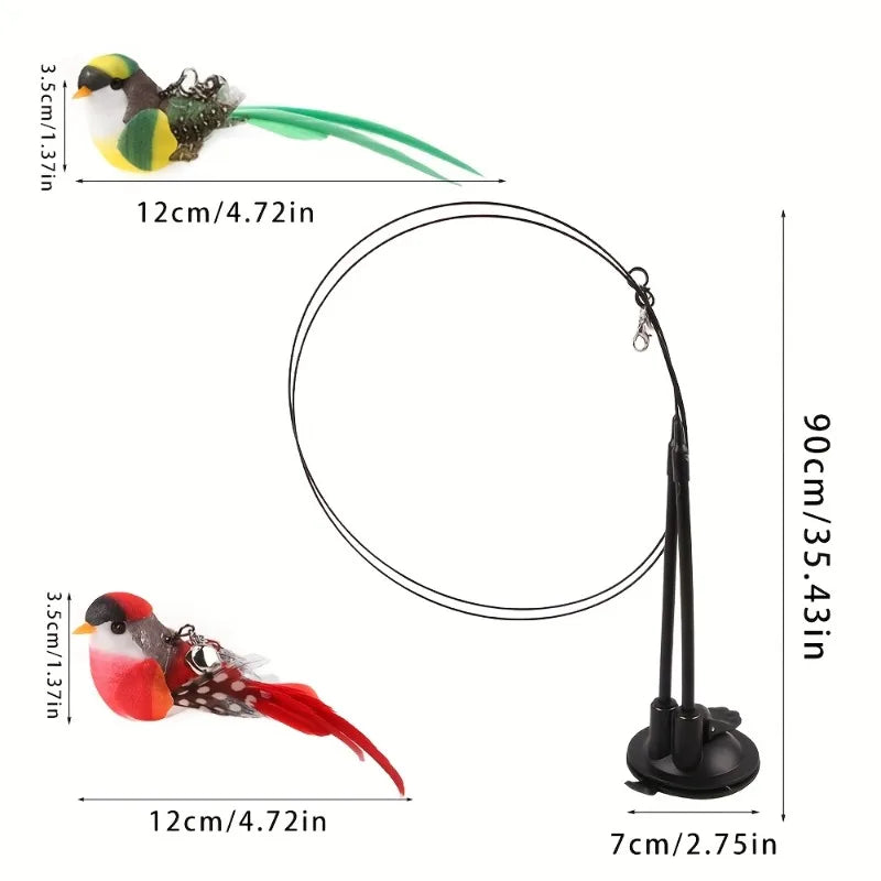 Interactive Cat Wand Toy with Anti-Slip Suction Base, No Battery