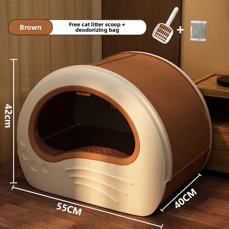 Fully Enclosed Drawer Cat Litter Box, Odor-Blocking & Splash-Proof