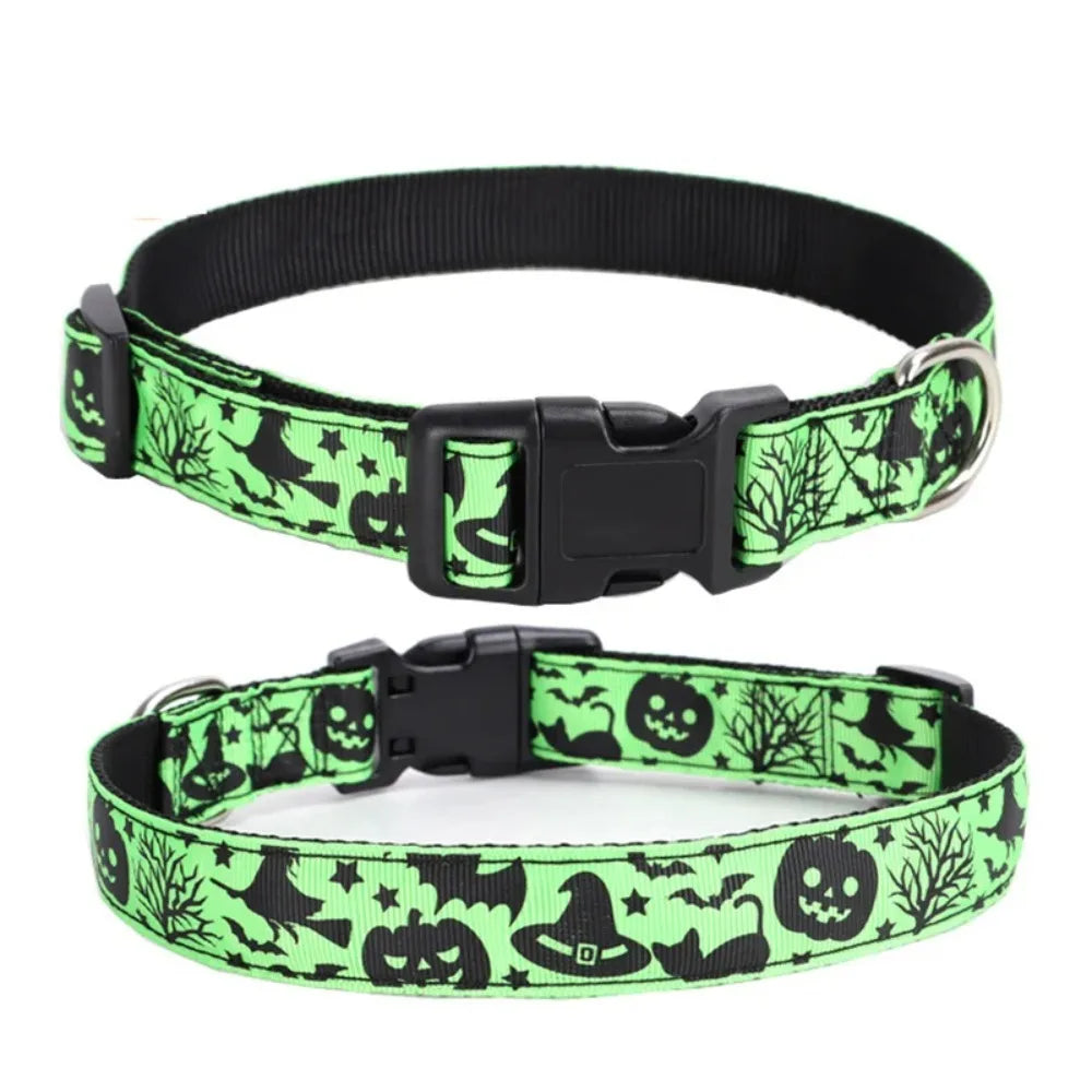 Halloween Pumpkin Bat Ghost Print Nylon Collar for Dogs and Cats
