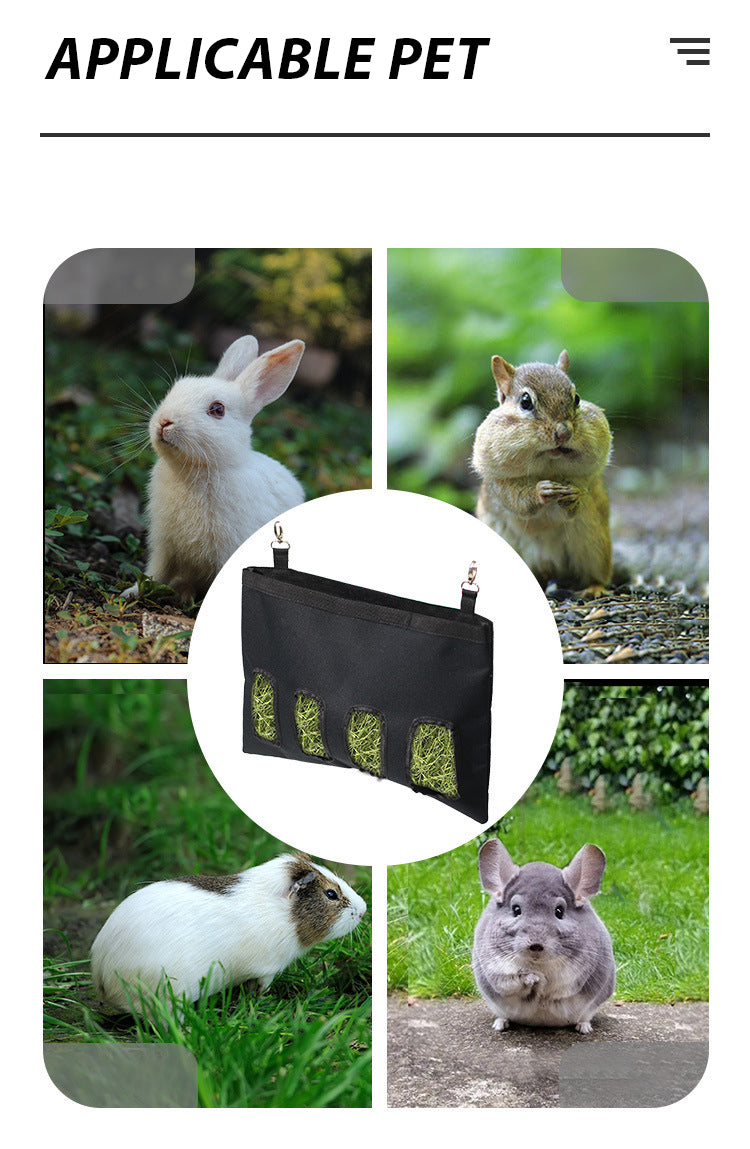 Hanging Rabbit Hay Bag Feeder for Bunnies, Guinea Pigs & Chinchillas