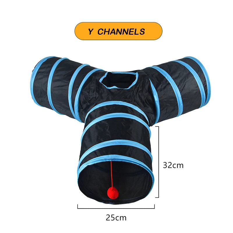 Collapsible 3-Way Cat Tunnel Toy, Breathable Indoor Play Tube