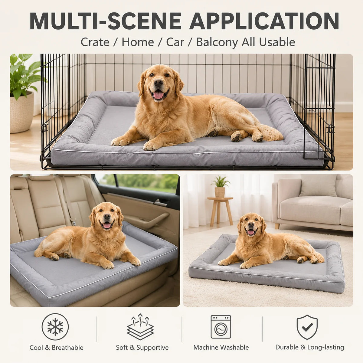 Chew-Resistant Waterproof Dog Crate Mat, Thick Non-Slip Sleeping Pad