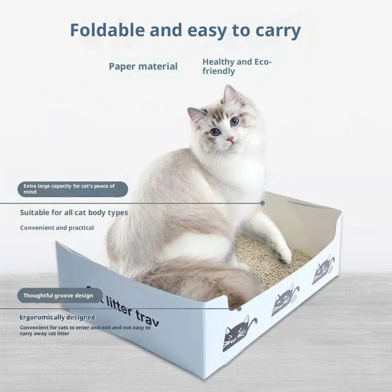Disposable Foldable Cat Litter Box, Waterproof Portable Travel Tray