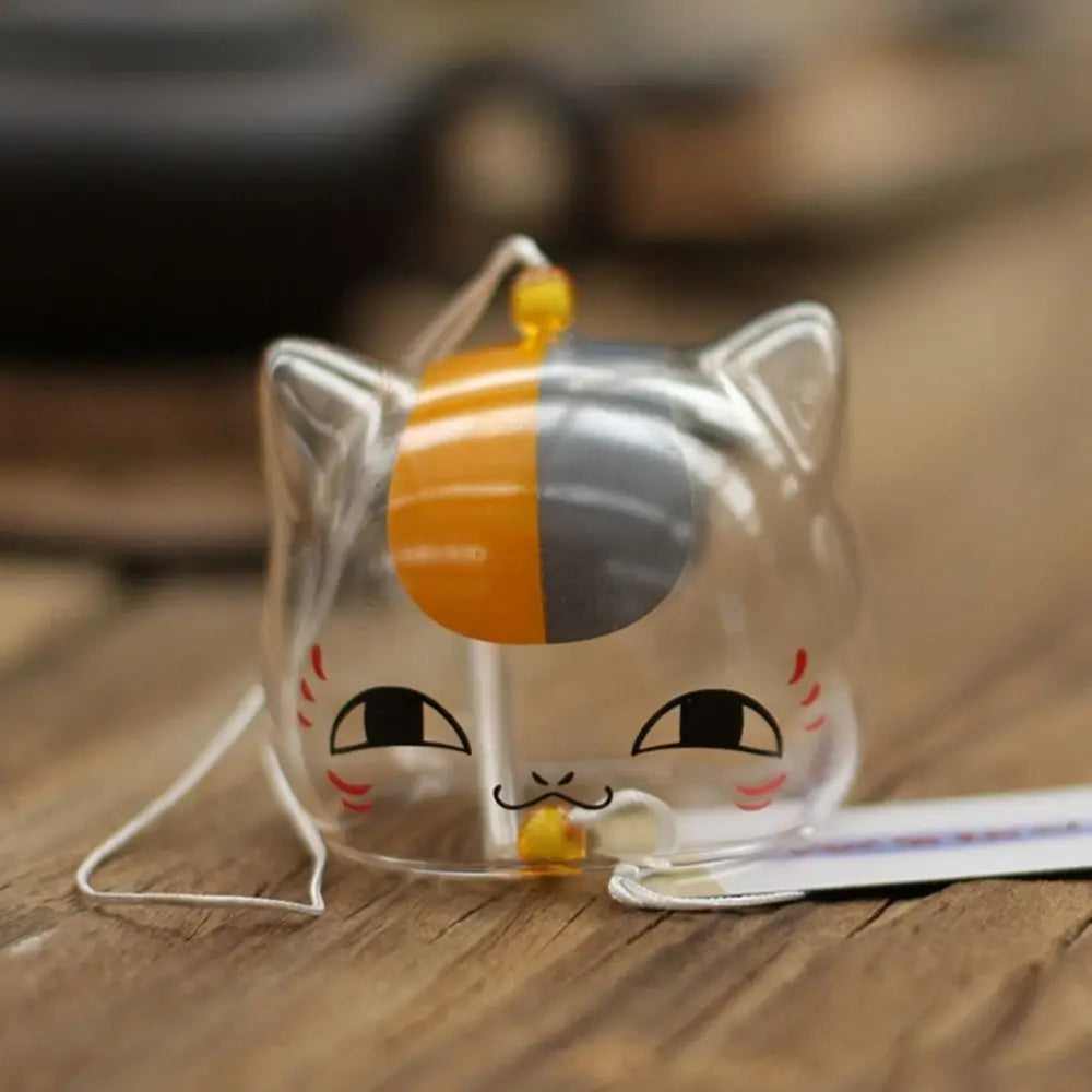 Japanese Glass Cat Wind Chime, Hanging Window Decor for Cat Lovers