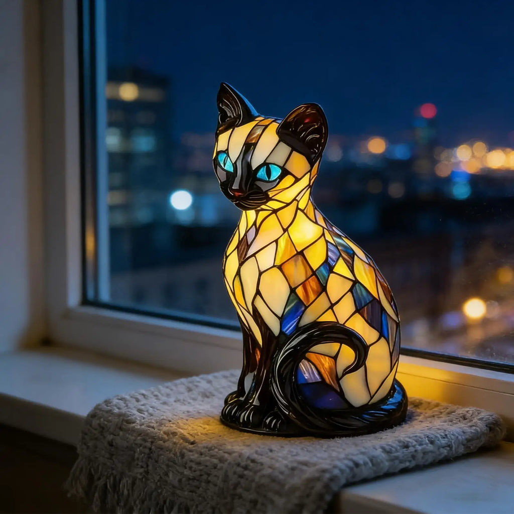 Vintage 3D Resin Cat Lamp, LED Nightlight Decor for Cat Lovers