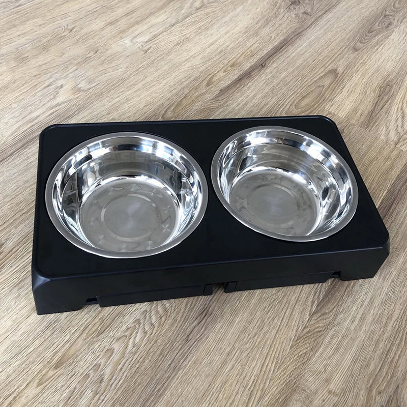 Adjustable Elevated Dog Bowl Stand with 2 Stainless Steel Bowls