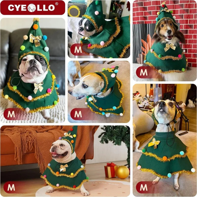 Christmas Cloak & Hat Costume for Dogs & Cats, Holiday Party Outfit