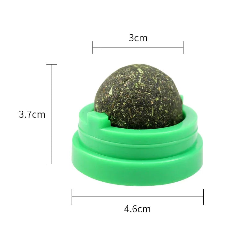 Natural Catnip Ball Wall Stick-on Cat Toy Teeth Cleaning Licking Ball