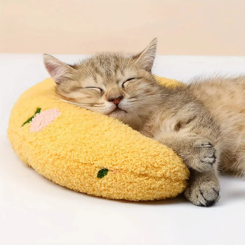 Calming Half-Donut Cuddler Pillow for Cats, Ultra Soft Plush