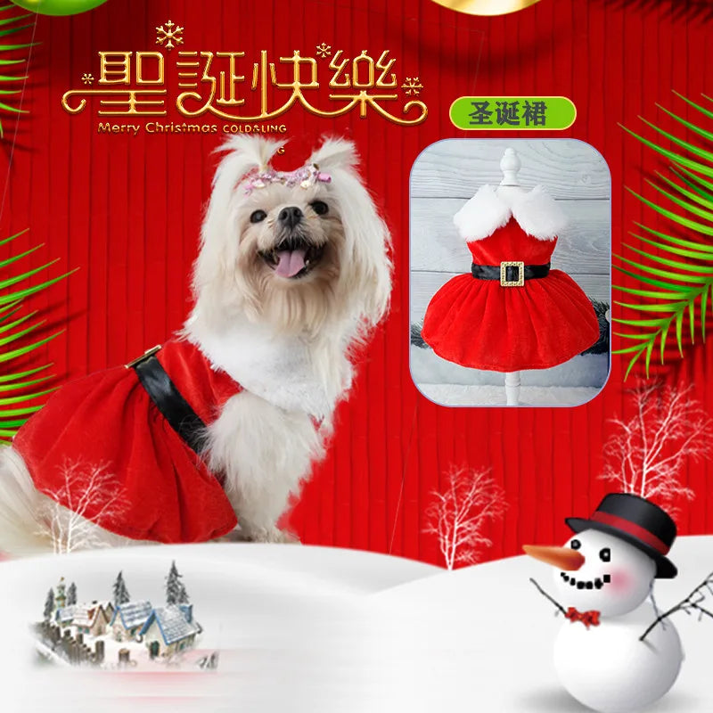 Christmas Dog Dress for Small Dogs, Holiday Pet Clothes