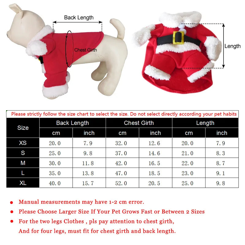 Dog Santa Claus Christmas Costume for Small Dogs & Cats