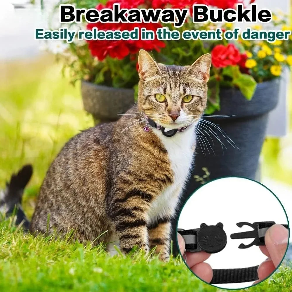 Breakaway Reflective Cat Collar with Bell and AirTag Holder for Cats