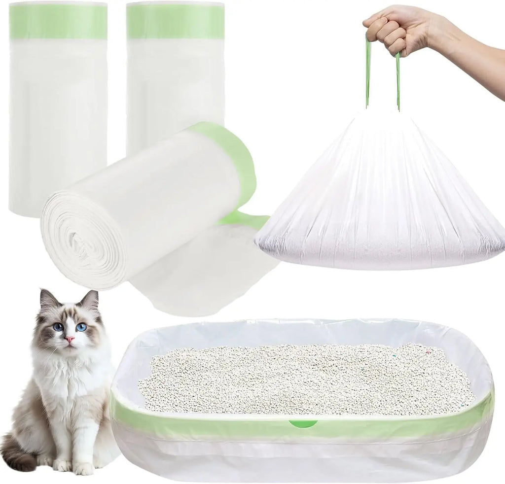 Extra-Thick Jumbo Cat Litter Pan Liners with Drawstring