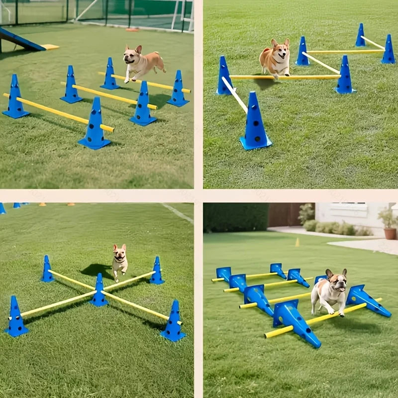 Dog Agility Training Set with Hurdle Stand & Roadblock Bucket