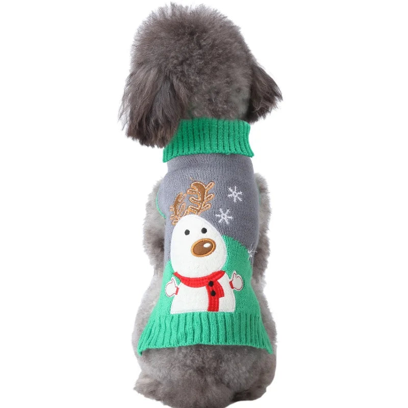 Soft Warm Christmas Turtleneck Dog Sweater for Small Dogs