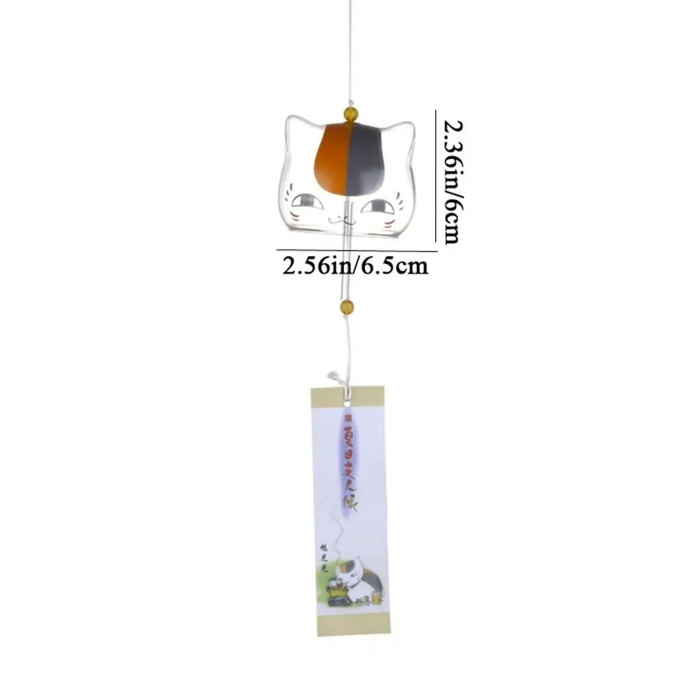 Japanese Glass Cat Wind Chime, Hanging Window Decor for Cat Lovers