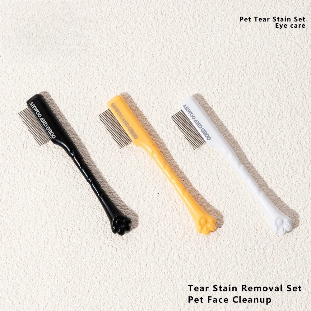 Pet Tear Stain Remover Comb, Eye & Face Grooming Comb for Dogs & Cats