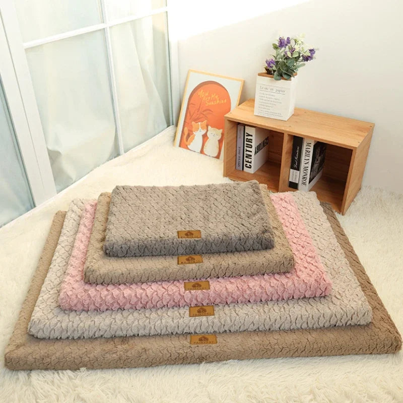 Orthopedic Memory Foam Dog Crate Bed with Washable Faux Fur Cover